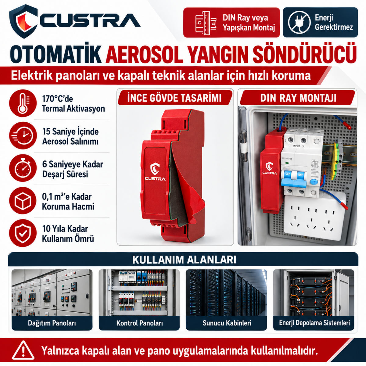 Custra - Elektrik Panoları için Otomatik Yangın Söndürücü