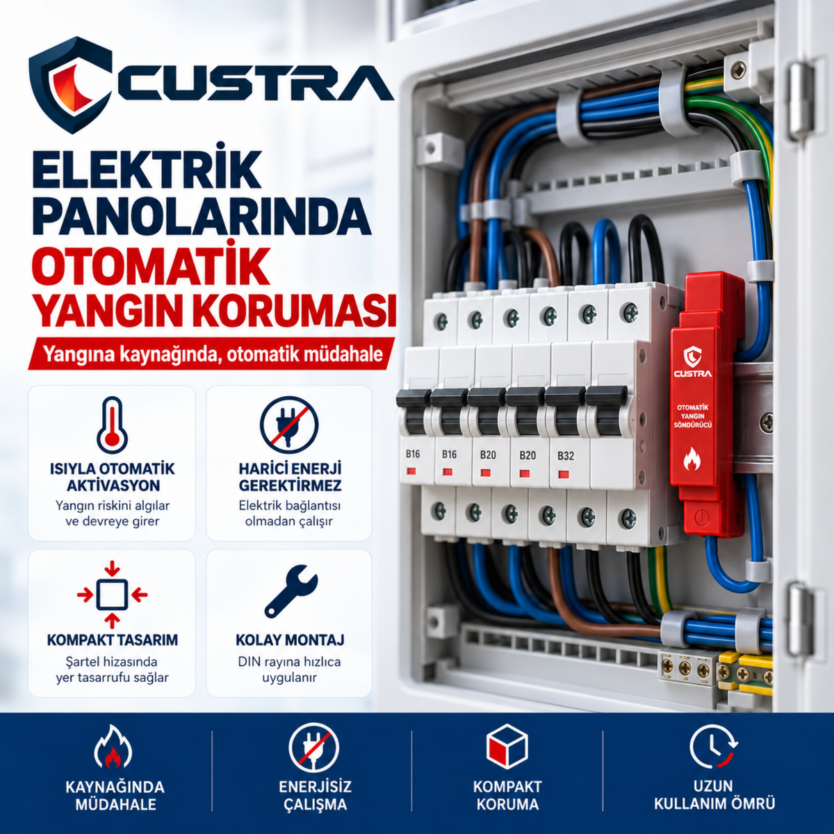 Custra - Elektrik Panoları için Otomatik Yangın Söndürücü